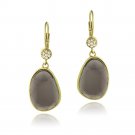 Gold Tone Smoky Quartz & White Topaz Raindrop Dangle Earrings EGBR13687SQ