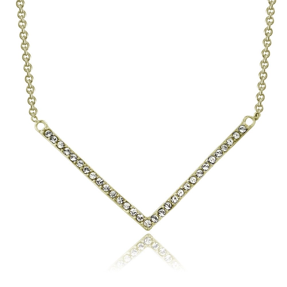 Gold Tone Swarovski Elements V Necklace PGBR13823