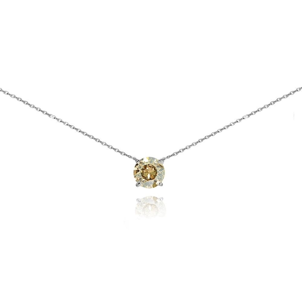 Golden Shadow Solitaire Choker Necklace made with Swarovski Crystals 925 Silver N15596GS