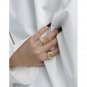 Graduation Irregular Hollow Heart 925 Sterling Silver Adjustable Ring Rhodium