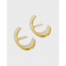 Graduation Letter C Shape 925 Sterling Silver Stud Earrings Rhodium