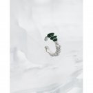 Green Epoxy Serpentine 925 Sterling Silver Non-Pierced Earring(Single) Silver (Single)
