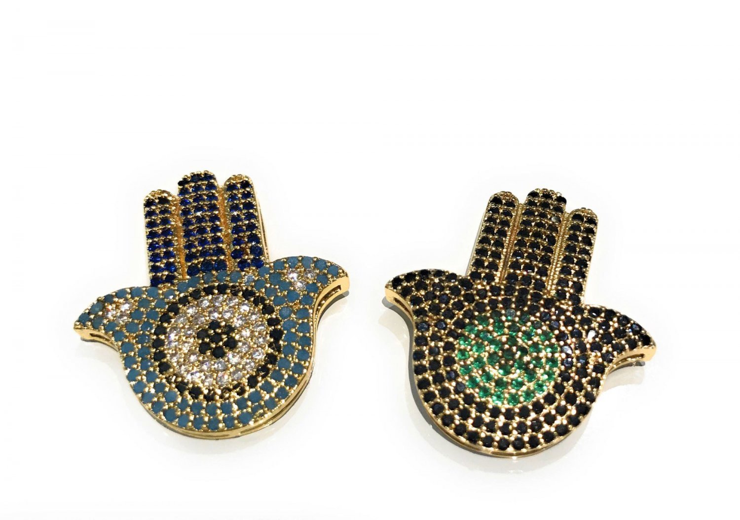 Hamsa Hand Connectors; Multi Strand Links; Evil Eye ConJewelry Findings DIY Jewelry CZ Links Gold