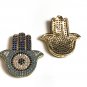 Hamsa Hand Connectors; Multi Strand Links; Jewelry Findings DIY Jewelry CZ Links Green & Black CZ