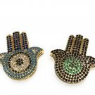Hamsa Hand Connectors; Multi Strand LinkJewelry Findings DIY Jewelry CZ Links Turquoise & Blue CZ