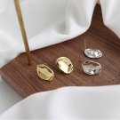 Holiday Irregular Concave Convex Geometry 925 Sterling Silver Stud Earrings Yellow Gold