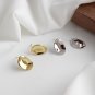 Holiday Irregular Concave Convex Geometry 925 Sterling Silver Stud Earrings Yellow Gold