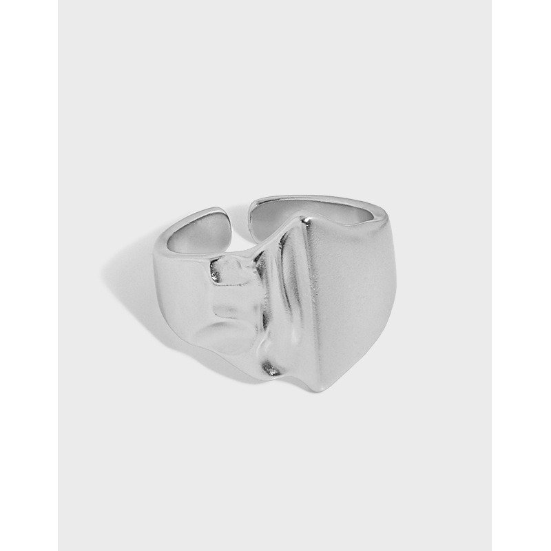 Holiday Irregular Wide New 925 Sterling Silver Adjustable Ring Rhodium