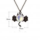Holiday Natural Moonstone Black Bat 925 Sterling Silver Necklace Black Gold