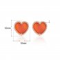 Honey Moon Red Natural Agate Heart 925 Sterling Silver Stud Earrings Rose Gold