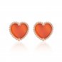 Honey Moon Red Natural Agate Heart 925 Sterling Silver Stud Earrings Rose Gold