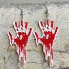 Horror Skull Earrings Bloodstained Handprint SOS Acrylic Earrings 1