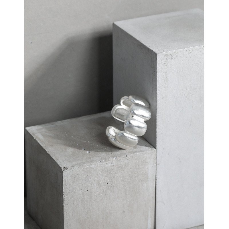 Hot Geometry Ellipse 925 Sterling Silver Adjustable Ring Rhodium