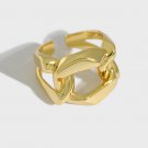 Hot Hollow Wide Chain 925 Sterling Silver Adjustable Ring Rhodium
