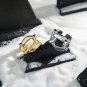 Hot Hollow Wide Chain 925 Sterling Silver Adjustable Ring Rhodium