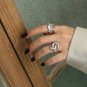 Hot Hollow Wide Chain 925 Sterling Silver Adjustable Ring Yellow Gold