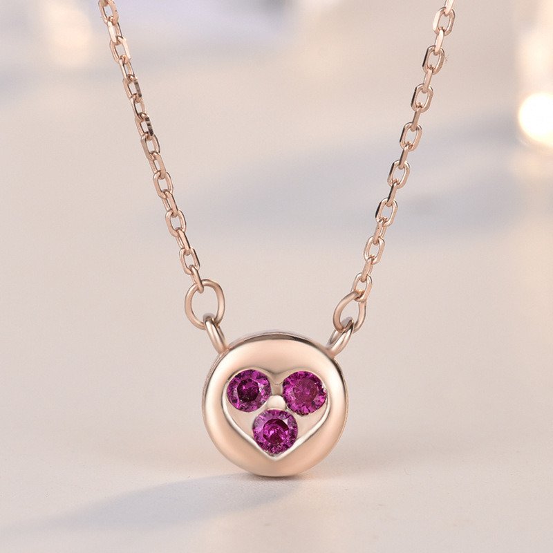 Hot Mini Pink CZ Heart 925 Sterling Silver Necklace Rose Gold
