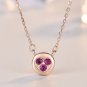 Hot Mini Pink CZ Heart 925 Sterling Silver Necklace Rose Gold