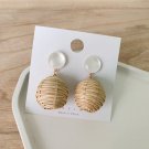 Hot selling rattan earrings new bamboo rattan hand-woven fashion round earrings earrings for women D