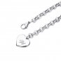 Initial Letter Alphabet Charm Bracelets Stainless Steel Heart Bracelet for Women silver