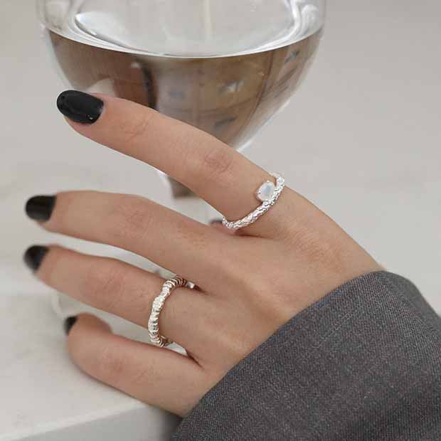 Irregular Face 925 Sterling Silver Adjustable Ring Yellow Gold