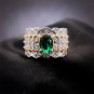 Italian Retro Court Style Hollow Two-color Jewelry Imitation Emerald Dove Egg Ring Green