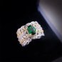 Italian Retro Court Style Hollow Two-color Jewelry Imitation Emerald Dove Egg Ring Green