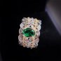 Italian Retro Court Style Hollow Two-color Jewelry Imitation Emerald Dove Egg Ring Green
