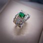 Italian Retro Court Style Hollow Two-color Jewelry Imitation Emerald Dove Egg Ring Green