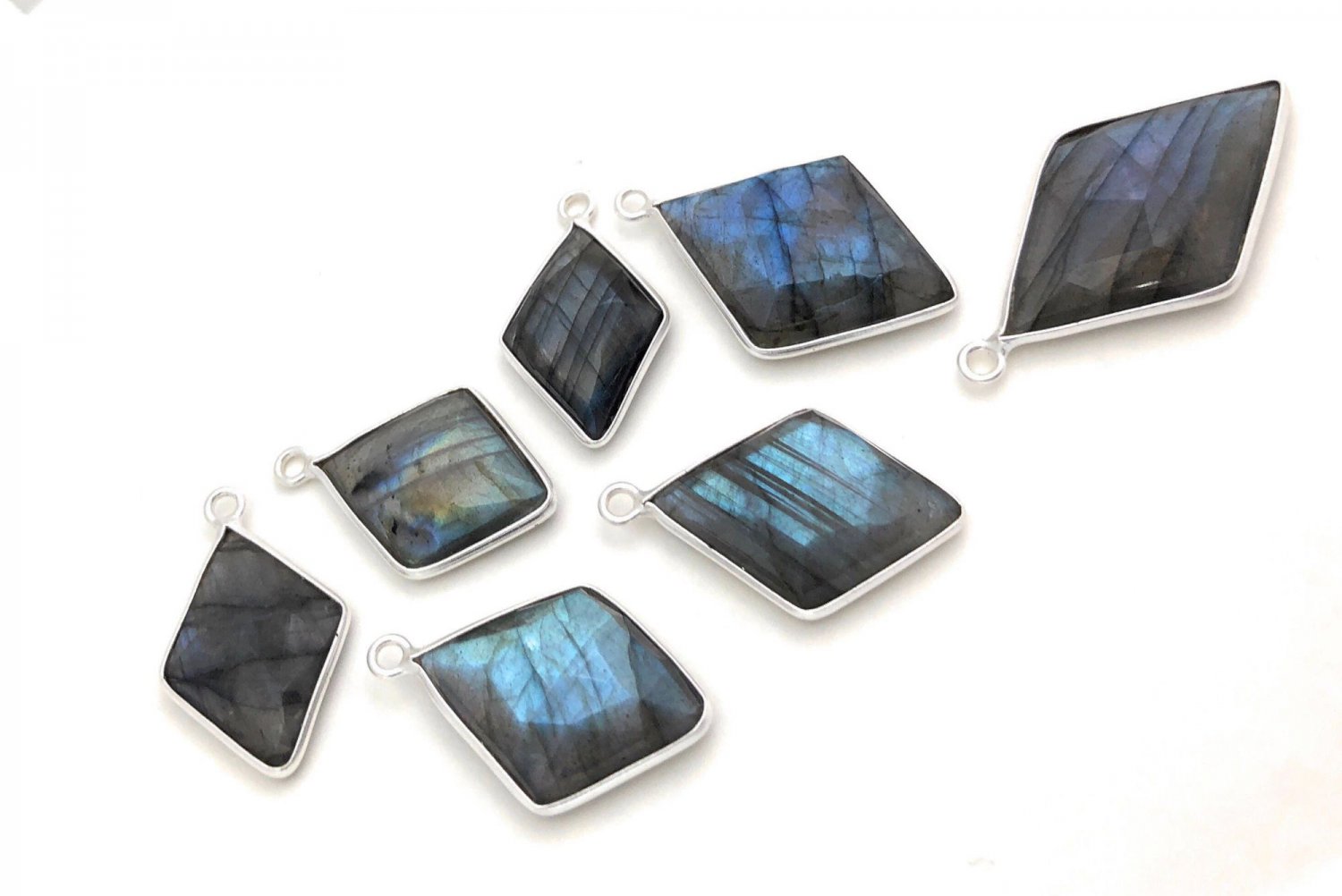 Labradorite Charms; Gemstone CharJewelry Making Wholesale Charms Bulk Charms A) 22x13mm - 25x17mm