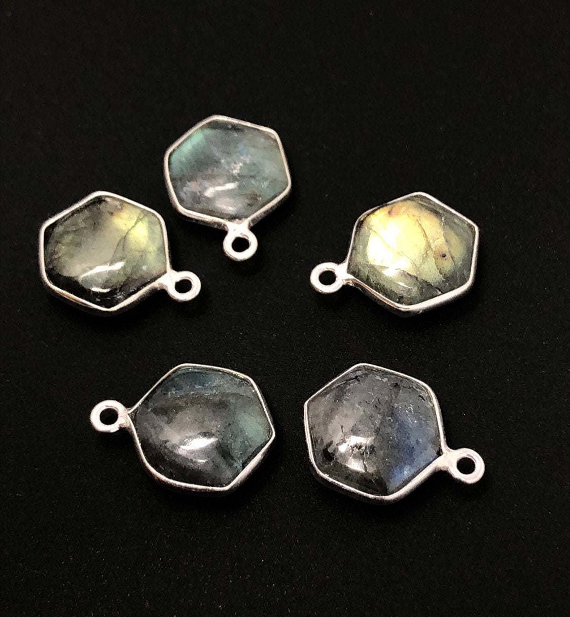 Labradorite GemsSterling Silver Briolette Charms Jewelry Making Supplies 17x12.5mm Default Title