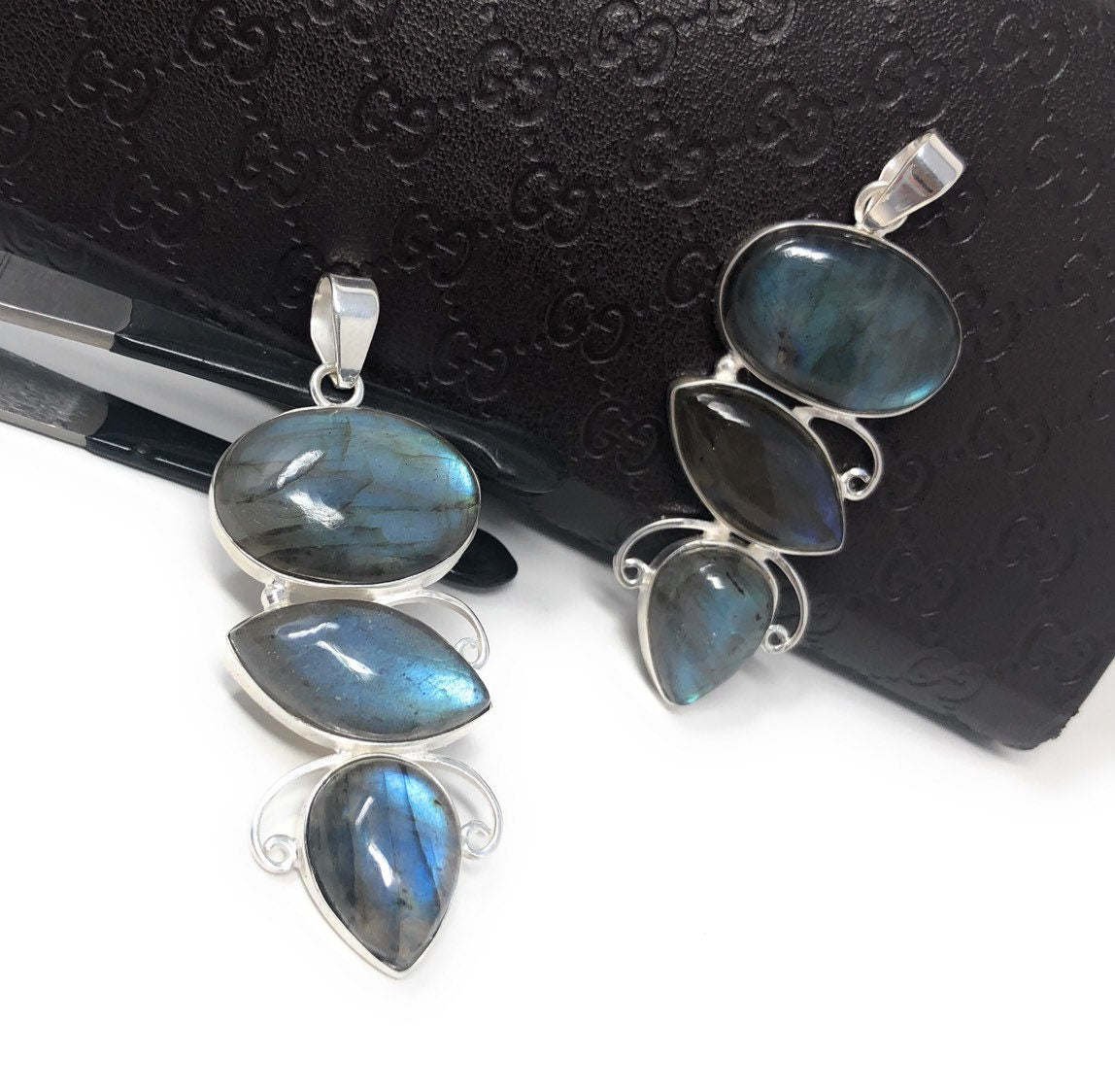 Labradorite Gemstone Pendant; Sterling SDIY Pendant Jewelry Supplies Gifts for Her 1 Pc B) 2