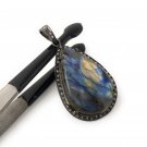Labradorite Pendant; GemsPave Diamond Pendant Oxidized Silver Pendant Gifts for Her Default Title