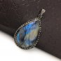 Labradorite Pendant; GemsPave Diamond Pendant Oxidized Silver Pendant Gifts for Her Default Title