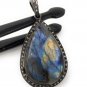 Labradorite Pendant; GemsPave Diamond Pendant Oxidized Silver Pendant Gifts for Her Default Title