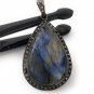 Labradorite Pendant; GemsPave Diamond Pendant Oxidized Silver Pendant Gifts for Her Default Title