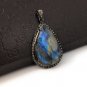 Labradorite Pendant; GemsPave Diamond Pendant Oxidized Silver Pendant Gifts for Her Default Title