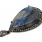 Labradorite Pendant; GemsPave Diamond Pendant Oxidized Silver Pendant Gifts for Her Default Title