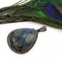 Labradorite Pendant; GemsPave Diamond Pendant Oxidized Silver Pendant Gifts for Her Default Title