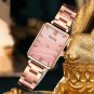 Ladies Light Luxury Small Green Square Watch Steel Band Watch Bracelet Set black + bracelet