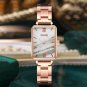 Ladies Light Luxury Small Green Square Watch Steel Band Watch Bracelet Set black + bracelet
