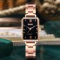 Ladies Light Luxury Small Green Square Watch Steel Band Watch Bracelet Set brown + bracelet