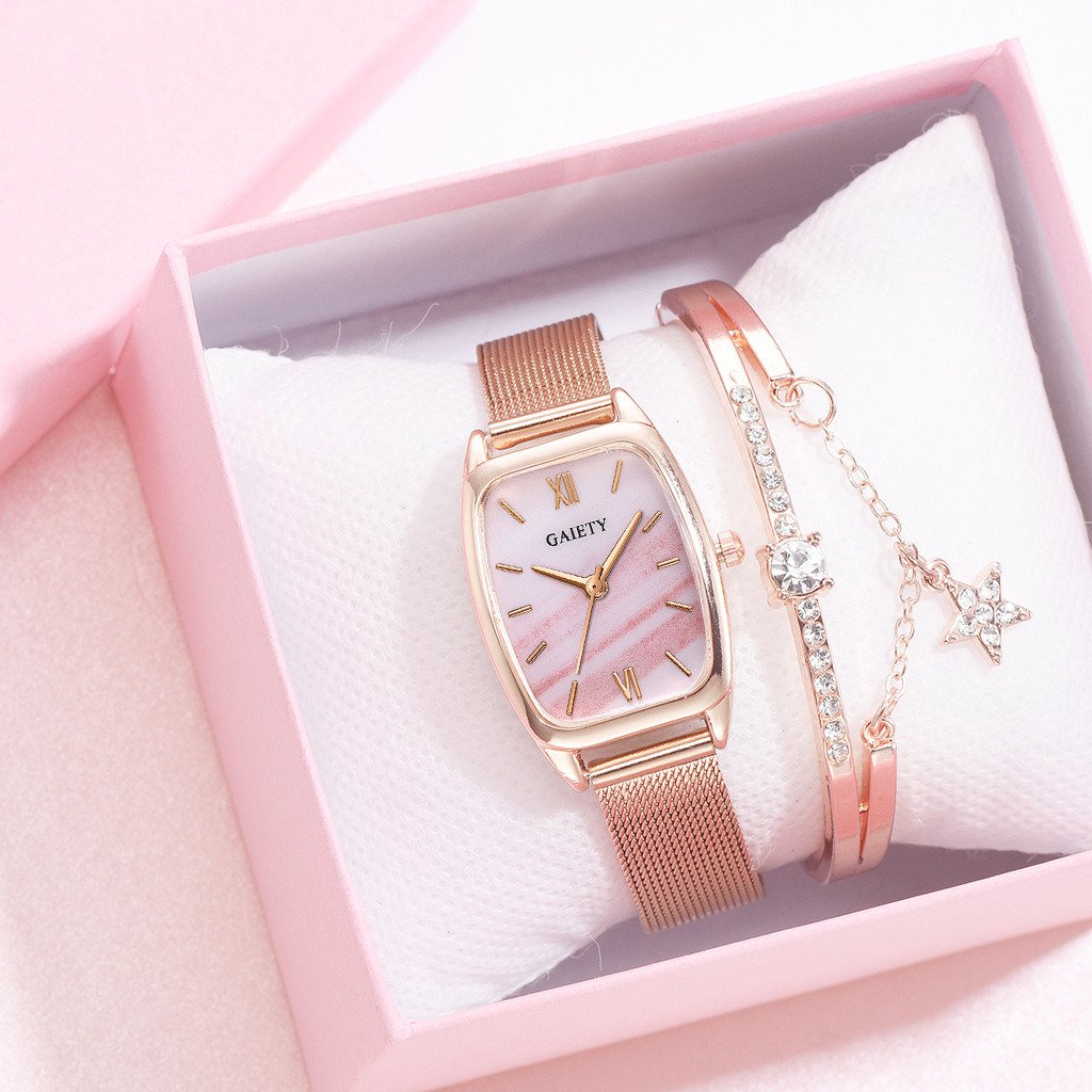 Ladies Quartz Watch Bracelet Set White watch + bracelet