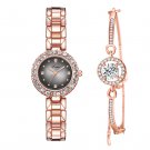Ladies Watch Bracelet Set Rose Gold Black Watch + Rose Gold Bracelet