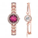 Ladies Watch Bracelet Set Rose Gold Green Watch + Rose Gold Bracelet