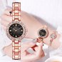 Ladies Watch Bracelet Set Rose Gold Green Watch + Rose Gold Bracelet