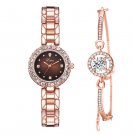Ladies Watch Bracelet Set Rose Gold Rose Red Watch + Rose Gold Bracelet