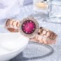 Ladies Watch Bracelet Set Rose Gold Rose Red Watch + Rose Gold Bracelet