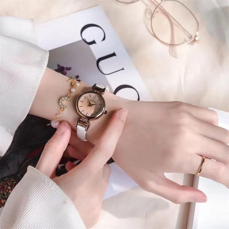 Ladies watch women's style high school student quartz watch White