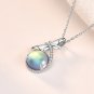 Lady Natural Moonstone Dragonfly 925 Sterling Silver Necklace Silver